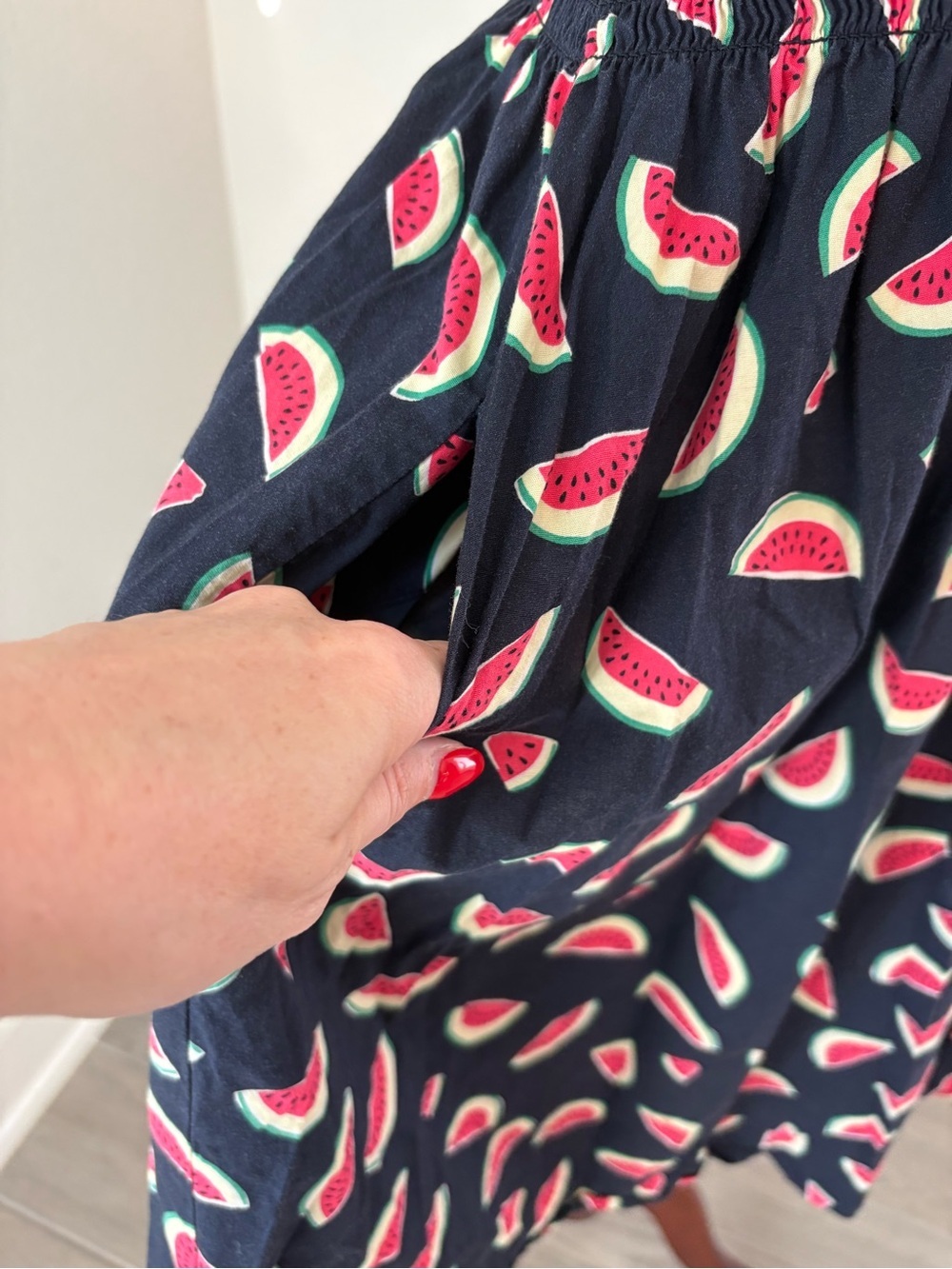 Kate Spade Watermelon Party Dress Knee Length Boat Neck Smocked Waist XL - Picture 5 of 10